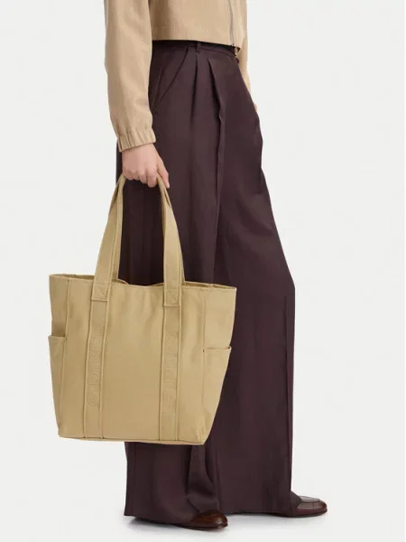 Calvin Klein Torebka Webbing Strap Canvas Tote beżowy