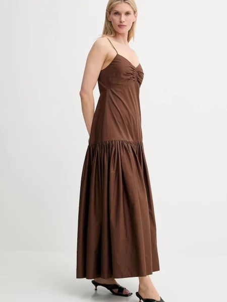 A.L.C. sukienka Harper maxi rozkloszowana brązowy