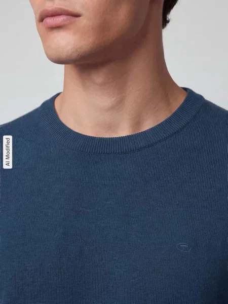 Sweter z czystej bawełny o kroju regular fit Tom Tailor niebieski
