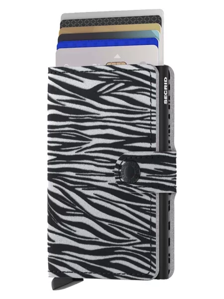 Usnjena denarnica Secrid Miniwallet Zebra Light Grey siva