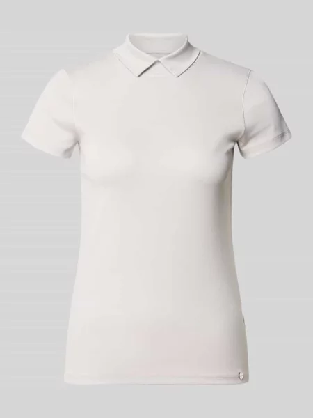 T-shirt o kroju slim fit z wysoko zabudowanym kołnierzykiem polo Marc Cain