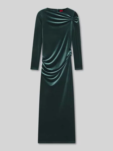 Długa sukienka o kroju slim fit z aksamitu model ‘NARTECO’ Hugo