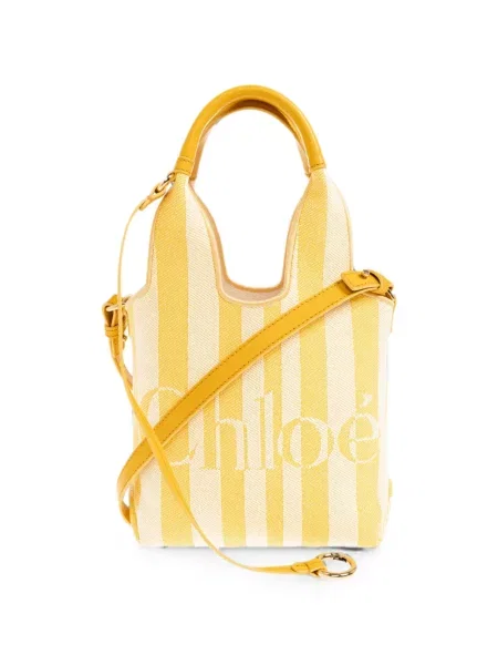 Geantă shopper Chloé cu dungi galben