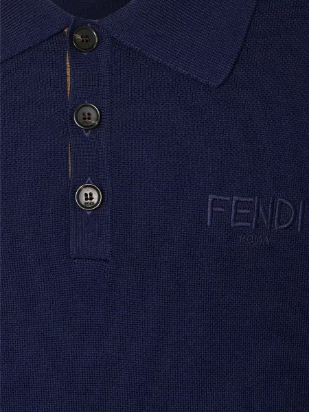 Fendi Koszulka Polo Z Dzianiny blau granatowa