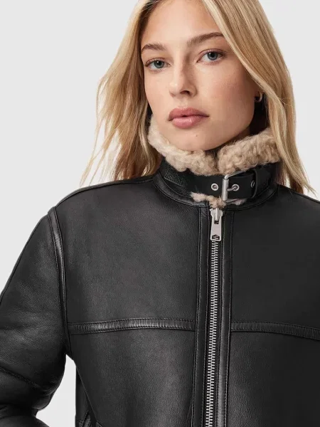 Шкіряна куртка AllSaints LOREL чорний