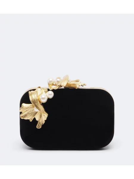 Geantă plic Jimmy Choo de catifea negru