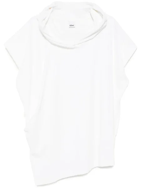 Top Gdel By Gaze De Lin bez rękawów z kapturem biały