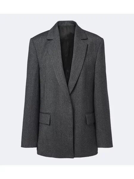Sacou Toteme de lână cu model herringbone gri