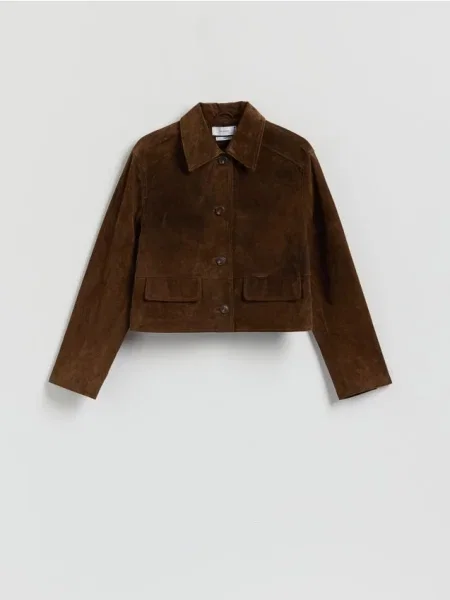 Reserved Zamszowa kurtka z brązowy