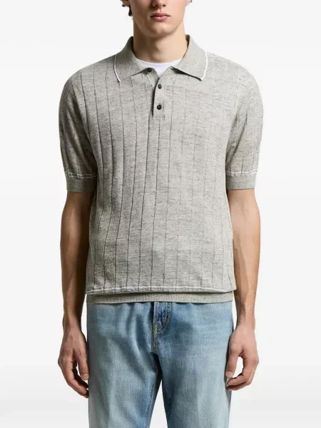 Tricou polo Peserico cu nervuri gri