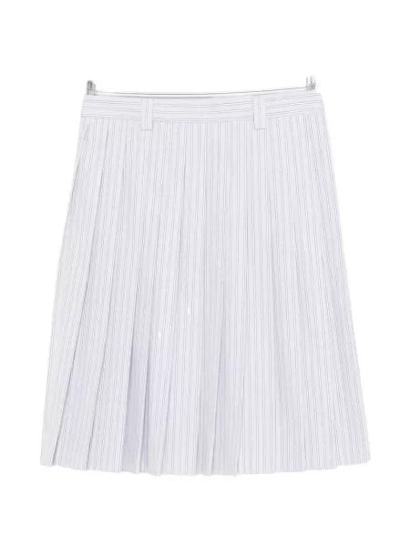 Fusta plisata Miu Miu cu dungi plisată până la genunchi gri