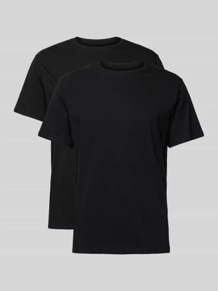 T-shirt z czystej bawełny w zestawie 2 szt. Götzburg Wäsche czarna