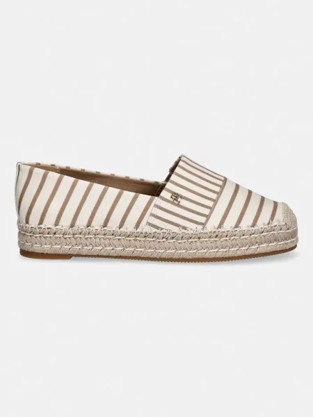 Tommy Hilfiger espadrile TH PLATFORM ESPADRILLE STRIPES bež
