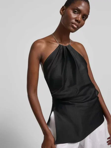 Satynowy top Victoria Beckham czarny