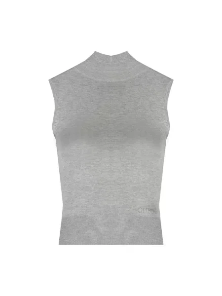 Lniany golf Guess elegancki szary