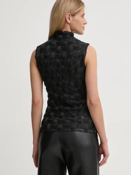 Nanushka bluzka HARRIET gładka czarny