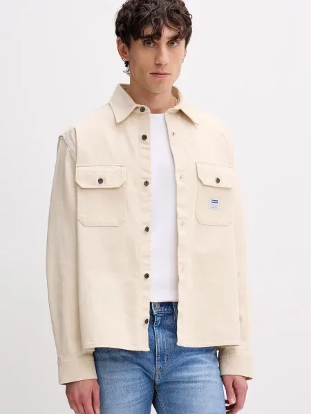 HUGO Blue cămașă pentru bărbați din denim Ekynone bej