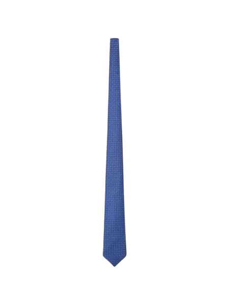 Cravată Kiton de mătase cu imagine cu imprimeu geometric albastru
