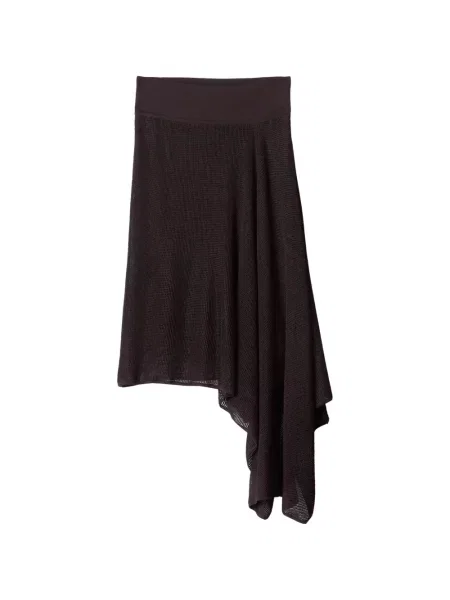 Fustă midi Jacquemus tricotate asimetrică maro