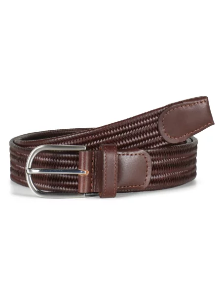 Pasek Howard London skórzany pleciony brązowy