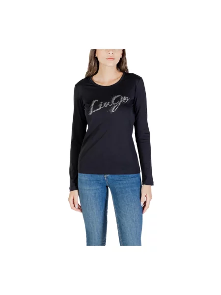 Dzianinowy top Liu Jo z długim rękawem czarny