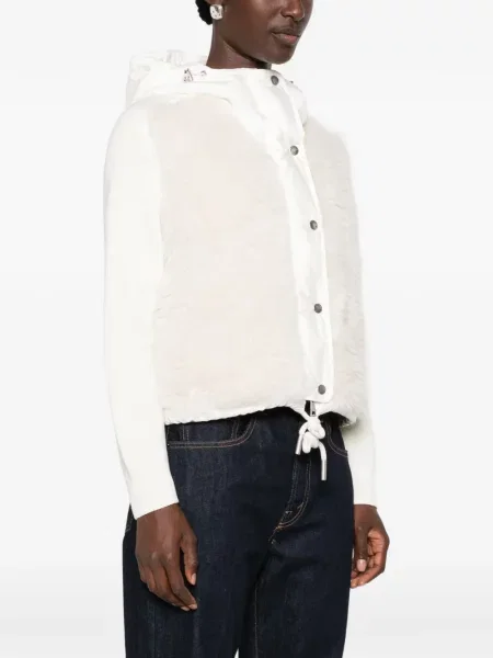 Hanorac cu glugă Moncler cu blană alb