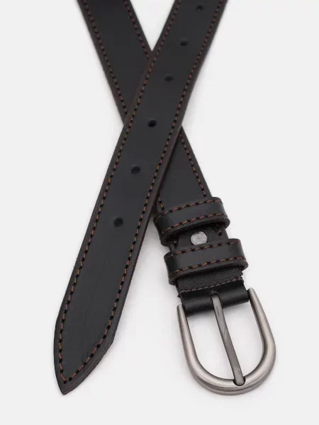 Кожаный ремень Borsa Leather с ремешками черный