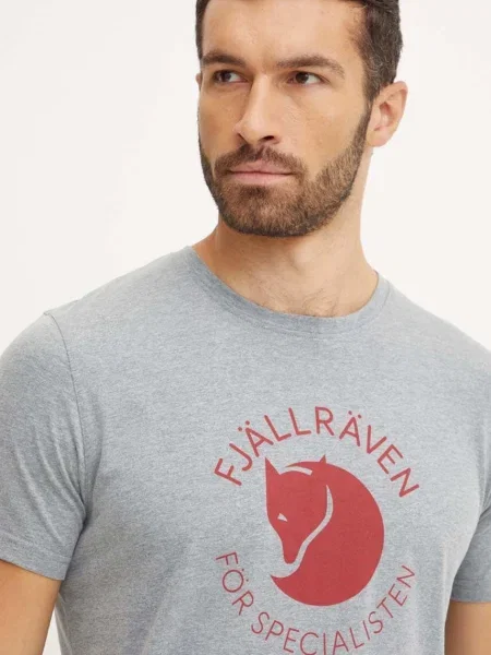 Fjallraven sportos póló Fjällräven Fox nyomott mintás szürke