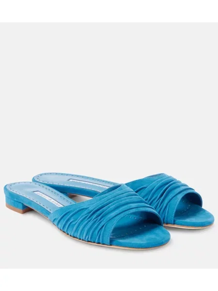 Sandale Manolo Blahnik din piele de căprioară albastru