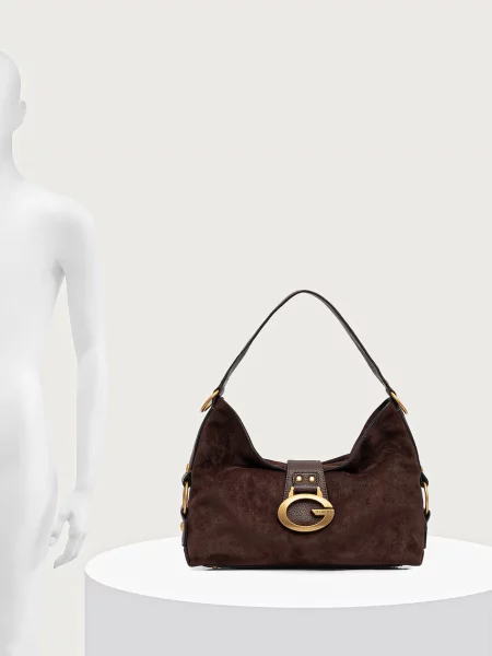 Замшевая сумка хобо Guess