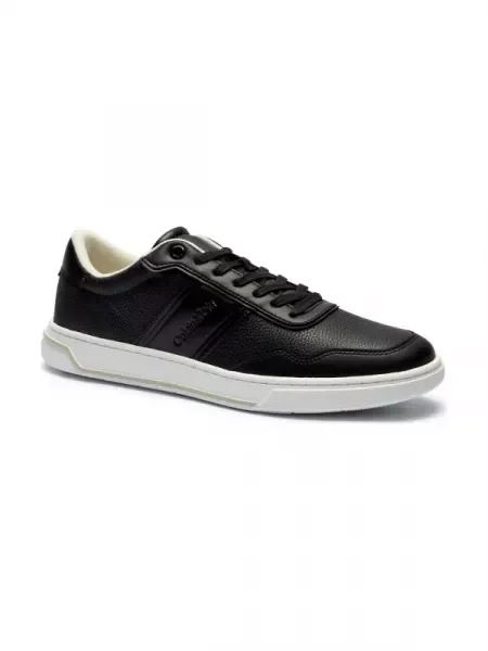 Calvin Klein Bőr sneakers tornacipő Low Top Lace Up Logo fekete