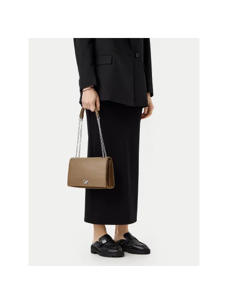 Kabelka Calvin Klein Ck Medium Conv Shoulder Bag_Mono hnedá