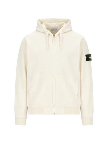 Hanorac cu glugă Stone Island cu strasuri alb