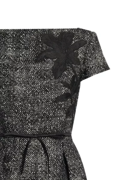 Bouclé rochie midi Erdem cu model floral gri