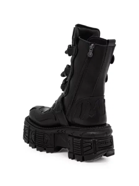 Botine New Rock cu platformă cu cataramă negru