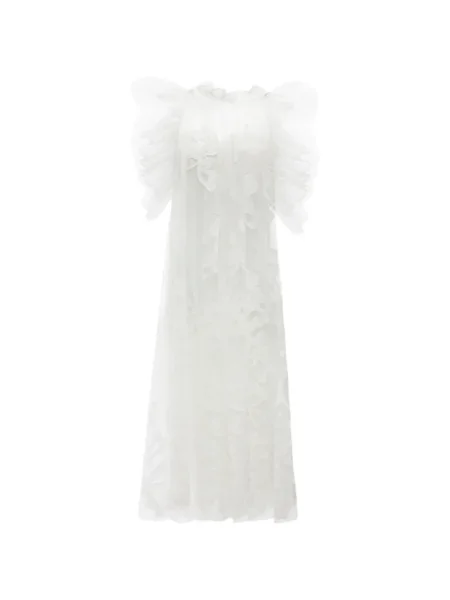 Rochie midi Gemy Maalouf până la genunchi în linie A de costum alb