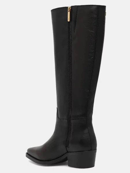 Kožené kozačky Tommy Hilfiger TH COWBOY LEATHER LONG BOOT na černá