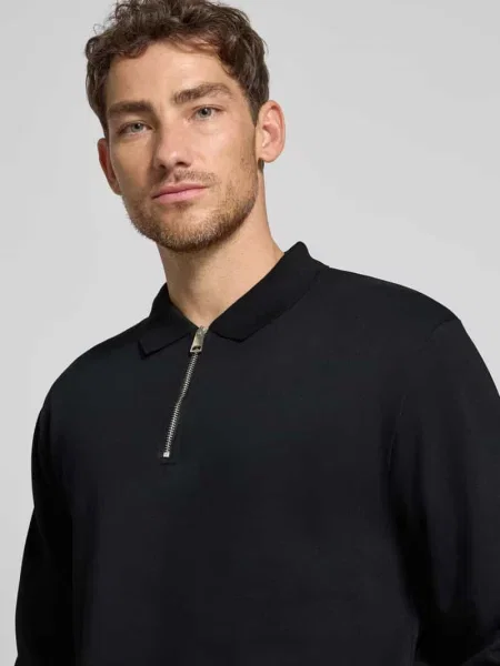 Koszulka polo o kroju relaxed fit z detalem z logo Lindbergh czarne