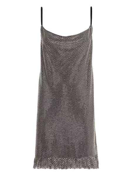 Mała sukienka mini Philosophy Di Lorenzo Serafini z falbankami garniturowa srebrna