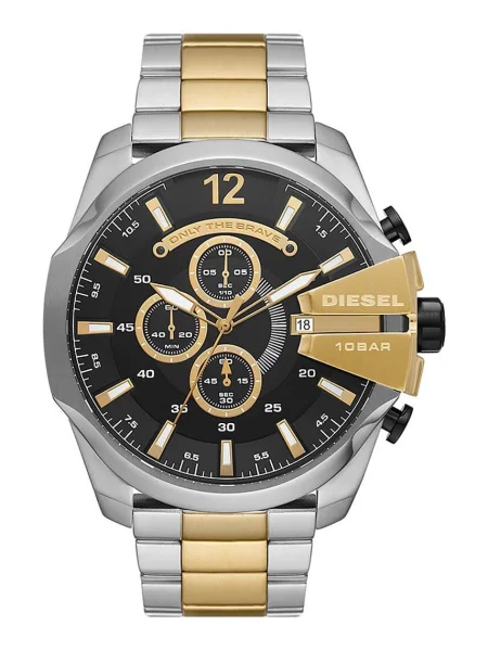 DIESEL Ceas analogic MEGA CHIEF auriu / negru argintiu