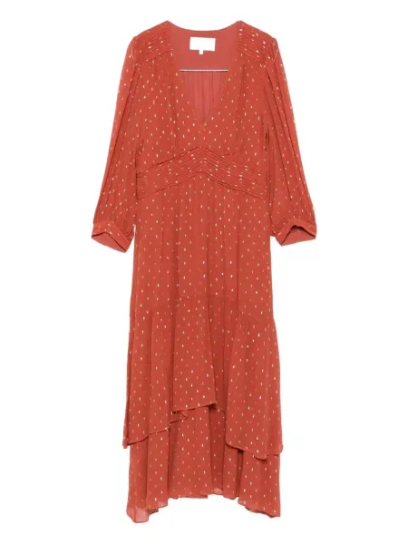 Rochie midi Ba&sh cu buline până la genunchi de costum maro