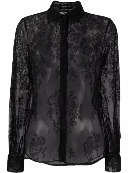 Bluză Carine Gilson cu model floral din dantelă negru