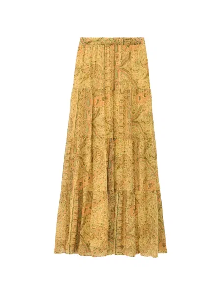 Fusta maxi Ba&sh cu imagine cu model paisley galben