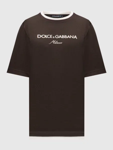 Футболка Dolce&gabbana с вышивкой коричневая