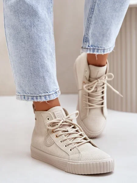 Teniși Big Star Shoes de catifea cord bej