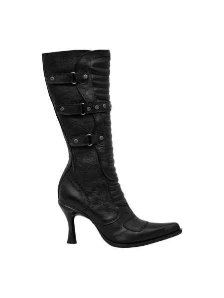 VETEMENTS kozaki skórzane Biker Boots na szpilce czarny