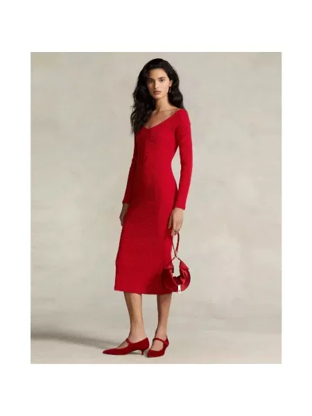 Sukienka midi Ralph Lauren czerwona