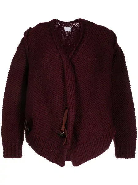 Cardigan Toga tricotate cu decolteu în V roșu