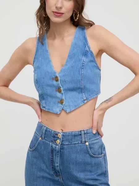 Twinset vesta jeans albastru