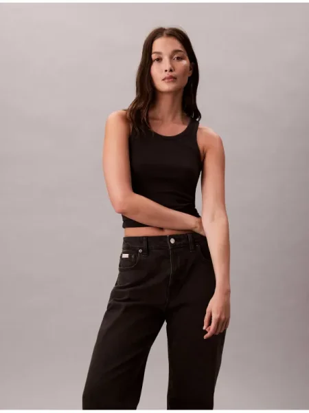 Calvin Klein Jeans Blugi ESSENTIAL | Straight fit | high rise negru